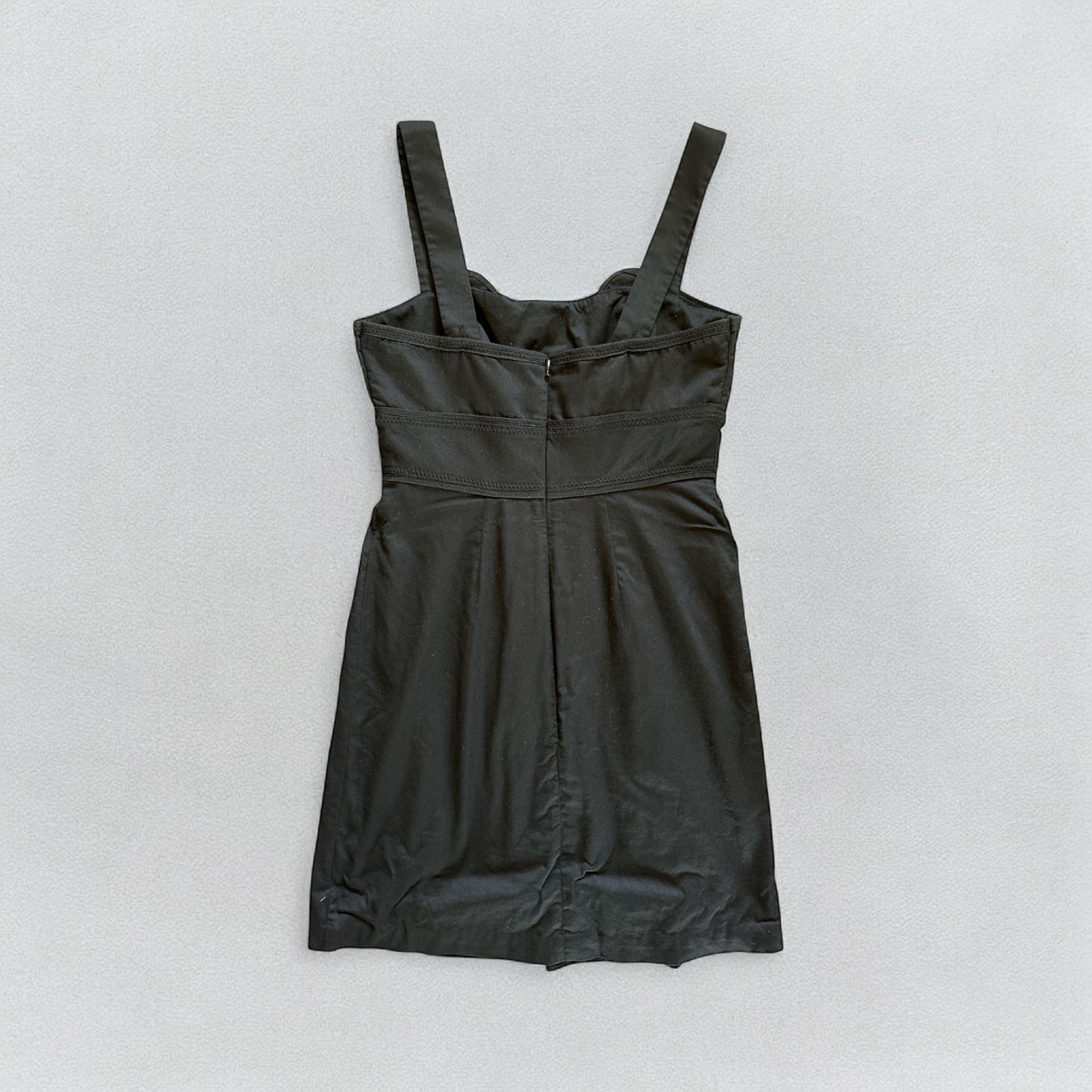 BCBGMAXAZRIA ミニドレス XS ブラック ノースリーブ ボタンアクセント 