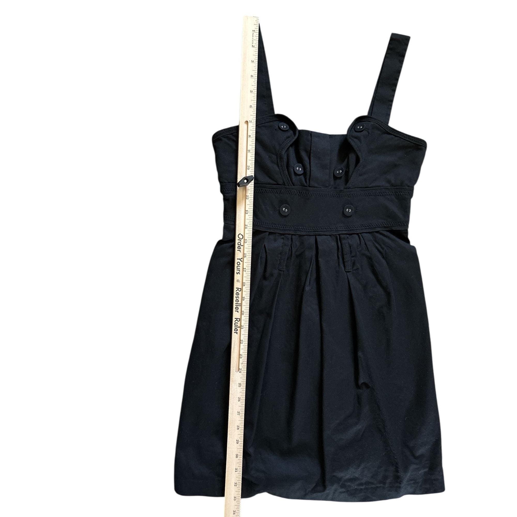 BCBGMAXAZRIA ミニドレス XS ブラック ノースリーブ ボタンアクセント 