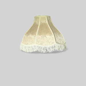 VTG Fringe Lampshade Cream Floral Embroidered Victorian Style Decor Lighting