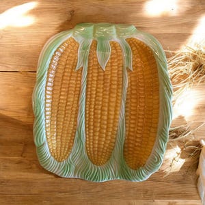 VTG Ceramic Sweet Corn-On-Cob Serving Dish Japan Tray Dinnerware Farmhouse READ