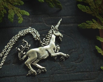 Medieval Unicorn Necklace - Sterling Silver Unicorn Pendant, Recycled - Small Dainty Charm Necklace - Unicorn Lover Gift - by Woodland Belle