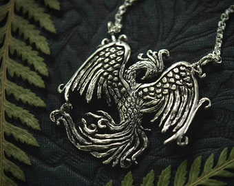Phoenix Necklace - Sterling Silver Phoenix Rising Pendant - Firebird Necklace - Phoenix Bird Jewelry Gift for Women - by Woodland Belle