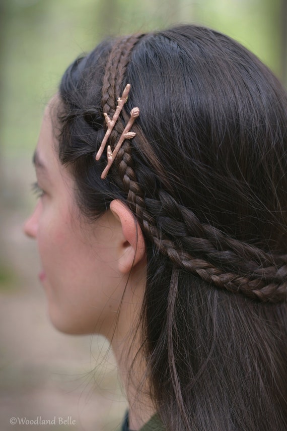 Branch Bobby Pins In Rose Gold Pink Gold Twig Hair Pin Clips Etsy