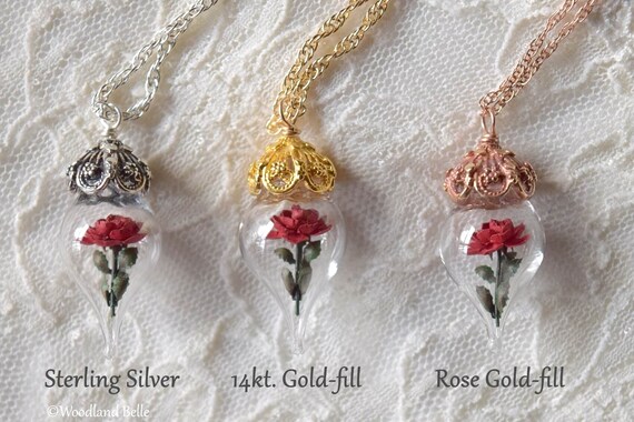 Medium Purple Globe Terrarium Rose Necklace