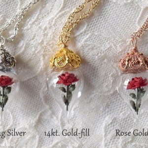 Pink Peony Necklace Gold Glass Flower Pendant Personalized Gift / Wife, Anniversary Gold/Sterling Silver/Rose Gold By Woodland Belle image 8