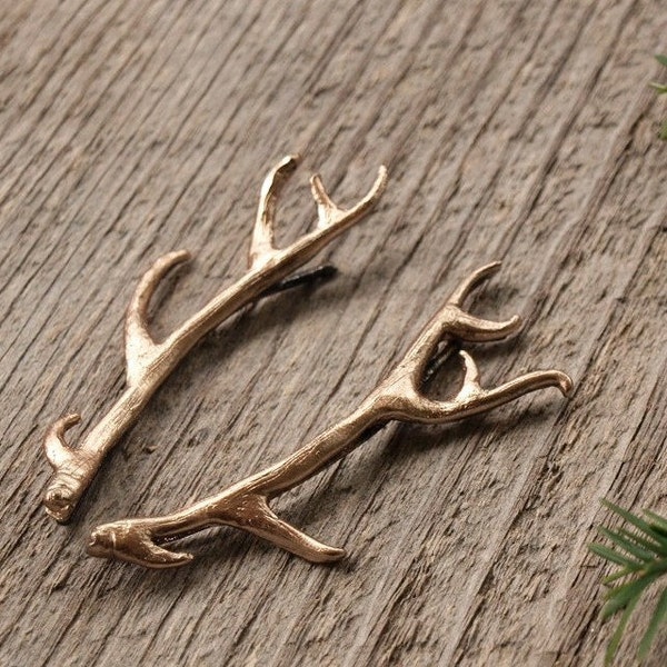 Antler Stag Hair Clips Bobby Pins in Golden Bronze by Woodland Belle