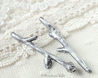Silver Branch Hair Pins - Twig Hair Pins - Branch Bobby Pins - Twig Hair Clips - Bridal Wedding Hair Pins - Antique Pewter by Woodland Belle