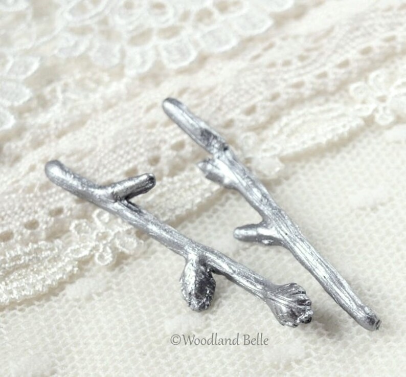 Silver Branch Hair Pins Twig Hair Pins Branch Bobby Pins Etsy