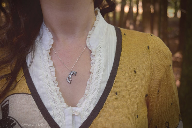 Leaping Fox Necklace Sterling Silver Jumping Fox Pendant, Recycled Small Animal Charm Jewelry Fox Lover Gift by Woodland Belle image 5