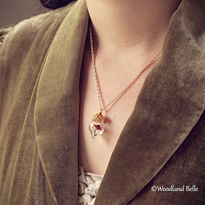 Pink Peony Necklace Gold Glass Flower Pendant Personalized Gift / Wife, Anniversary Gold/Sterling Silver/Rose Gold By Woodland Belle image 9