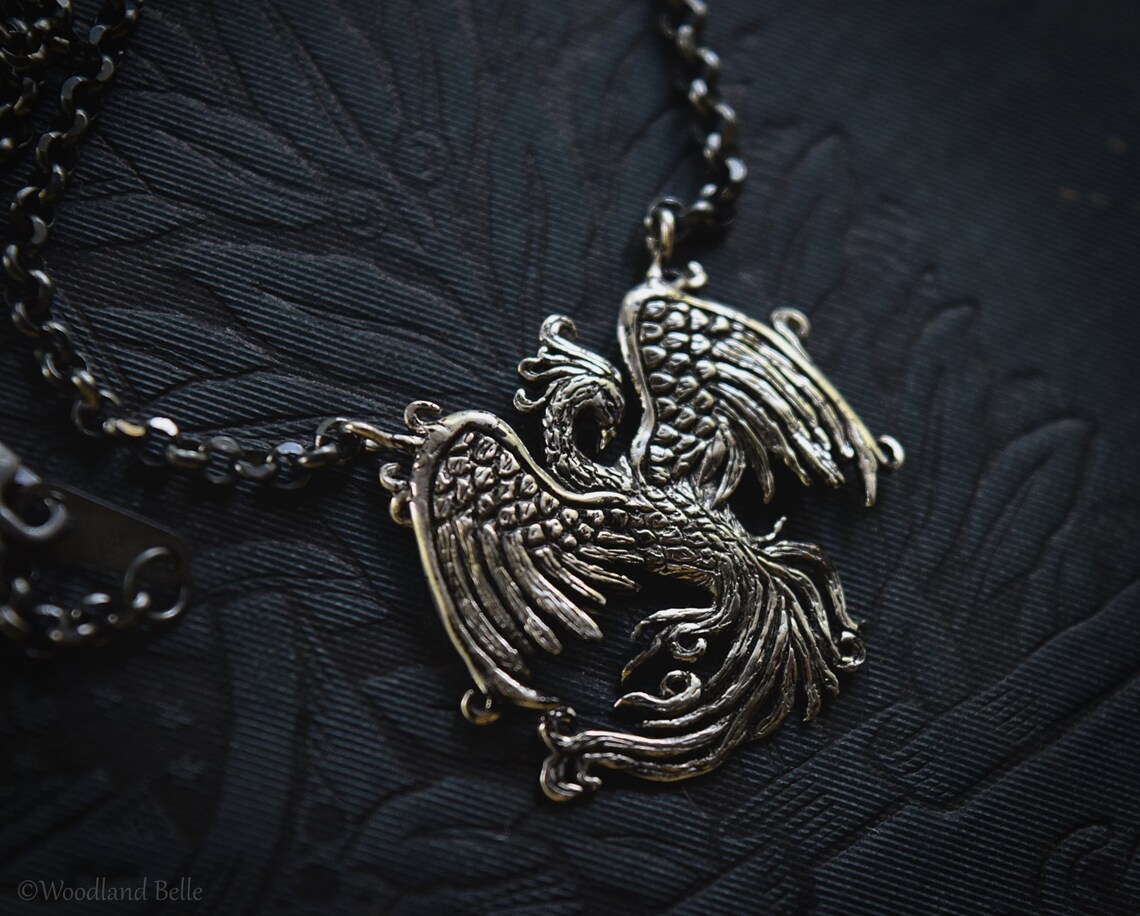 Phoenix Necklace for Men Oxidized Sterling Silver Phoenix Etsy