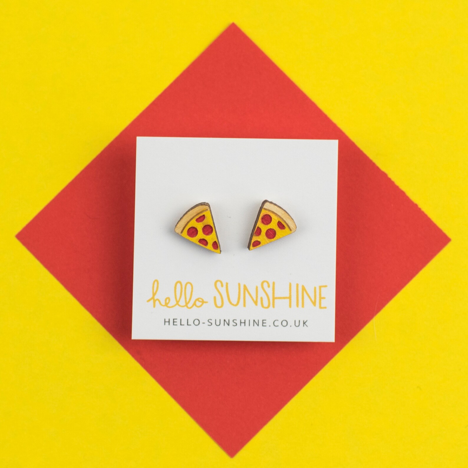 Pizza earrings laser cut hand painted studs pizza pizza Etsy