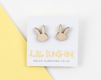 Bunny Rabbit studs - laser cut wooden earrings - perfect bunny lover gift - white rabbits - peter rabbit gift - bunnies