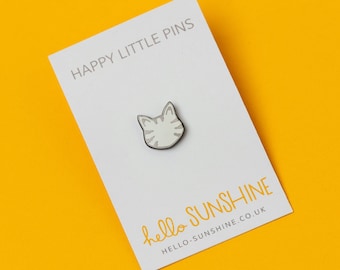 Grey Tabby Cat Enamel Pin: Silver Tabby badge Cat-lover Gift