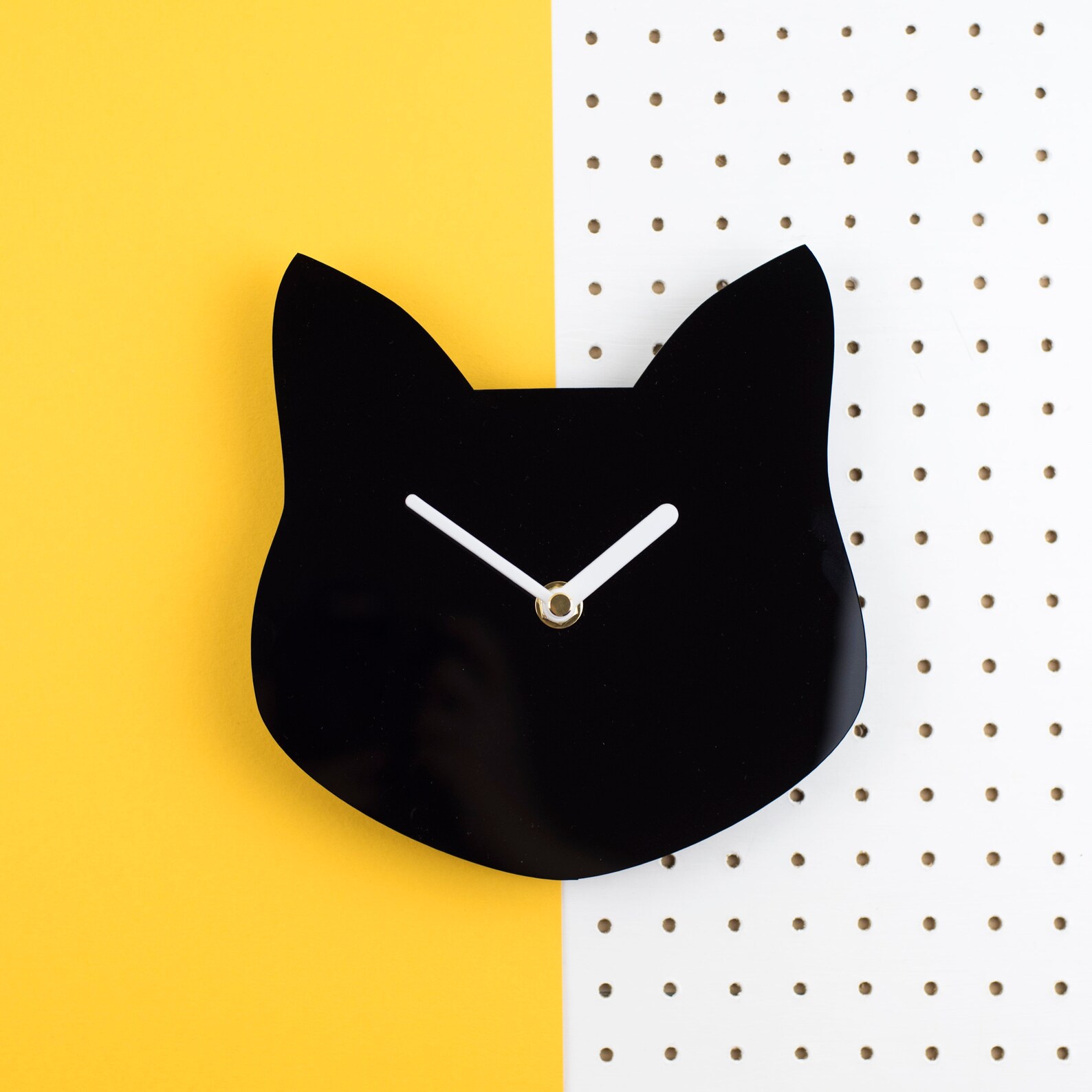 Black Cat wall clock laser cut black acrylic kitty clock Etsy