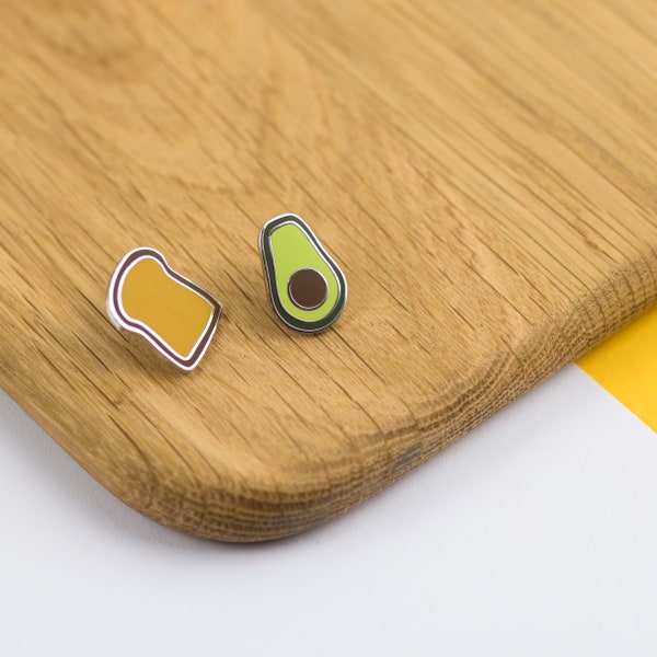 Avocado and Toast enamel pin set - food pin set - pair of pins - foodie badges - food lovers gift - foodie flair - avo toast - avocado pin