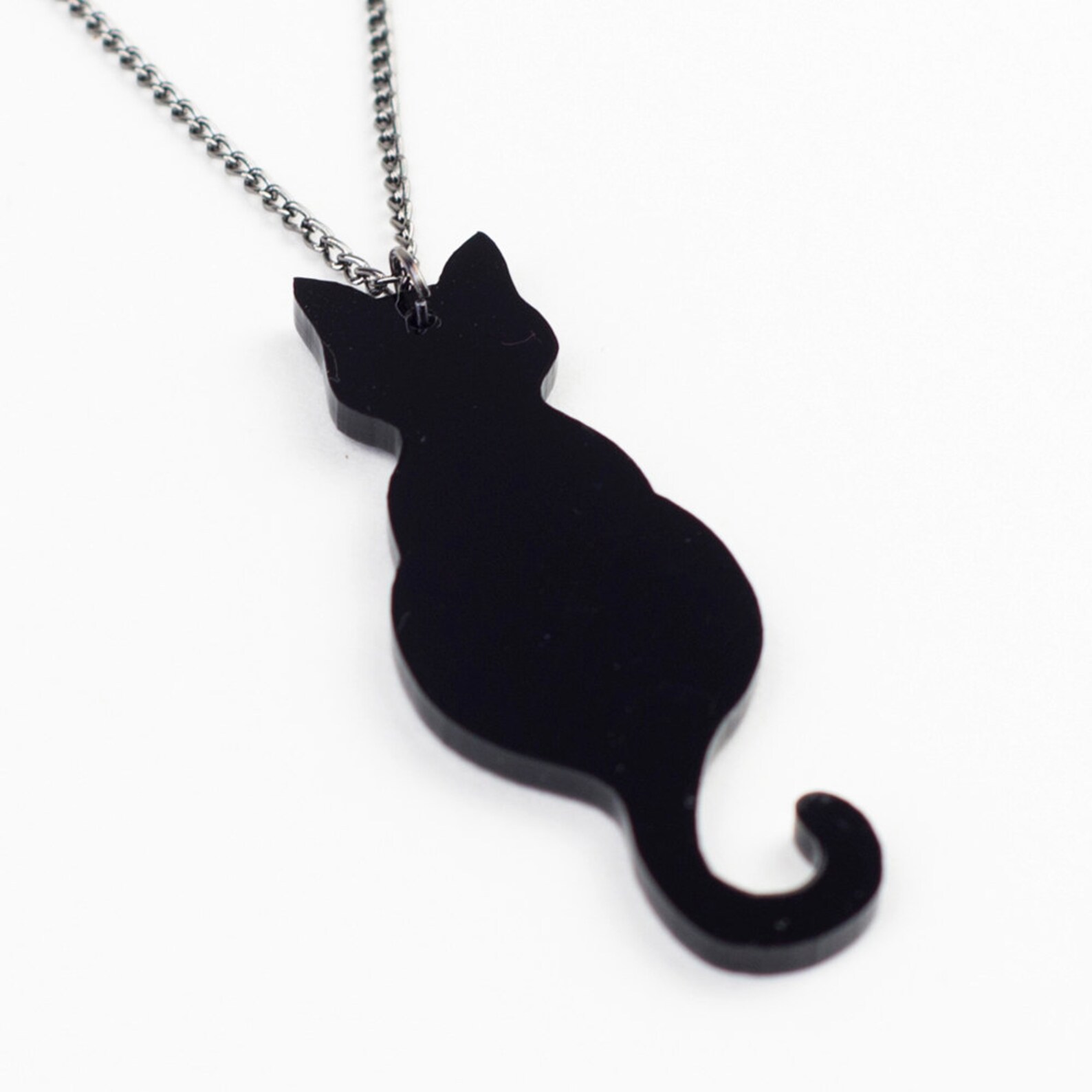 Black Cat Necklace Laser Cut Acrylic Jewellery Little Etsy