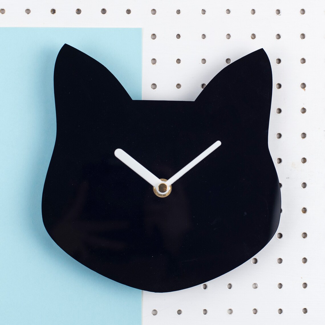 Black Cat wall clock laser cut black acrylic kitty clock Etsy