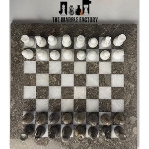 Chess set Handmade Oceanic Grey & White Marble chess set Best Selling Chess set gifts for him Christmas gifts Best Gifts for every occasion