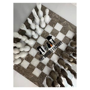Chess set Handmade Oceanic Grey & White Marble chess set Best Selling Chess set gifts for him Christmas gifts Best Gifts for every occasion