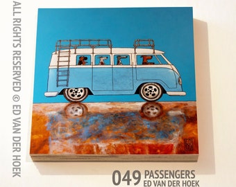 049 Passengers print ON plywood (14x14 cm/5.5x5.5 inch on 18 mm/0.7 inch poplar)