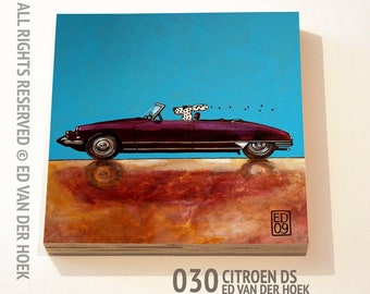 030 Citroen DS print ON plywood (14x14 cm/5.5x5.5 inch on 18 mm/0.7 inch poplar)