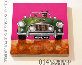 014 Austin Healey print ON plywood (14x14 cm/5.5x5.5 inch on 18 mm/0.7 inch poplar)