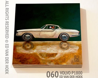 060 Volvo P1800 print ON plywood (14x14 cm/5.5x5.5 inch on 18 mm/0.7 inch poplar)
