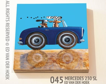 045 Mercedes 230 SL print ON plywood (14x14 cm/5.5x5.5 inch on 18 mm/0.7 inch poplar)