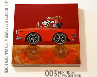 003 For Dogs print ON plywood (14x14 cm/5.5x5.5 inch on 18 mm/0.7 inch poplar)