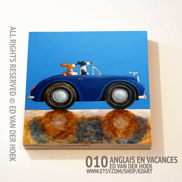 010 Anglais en Vacances print ON plywood (14x14 cm/5.5x5.5 inch on 18 mm/0.7 inch poplar)