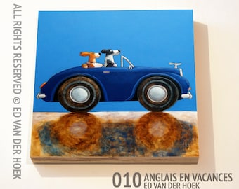 010 Anglais en Vacances print ON plywood (14x14 cm/5.5x5.5 inch on 18 mm/0.7 inch poplar)