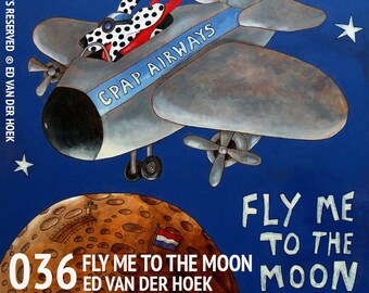 036 Fly me to the moon - folded art card 15x15cm/6x6inch with envelope