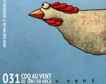 031 Coq au Vent - folded art card 15x15cm/6x6inch with envelope