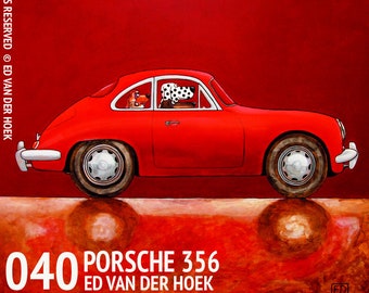 040 Porsche 356 red – impression 27x27cm/10.5x10.5”
