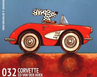 032 Corvette - folded art card 15x15cm/6x6inch with envelope