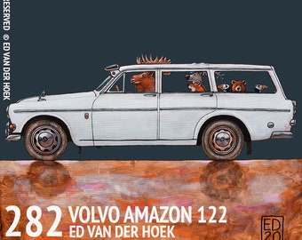 282 Volvo Amazon Estate 122 1966 ED20  - folded art card 15x15cm/6x6inch with envelope