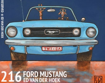 216 Ford Mustang - folded art card 15x15cm/6x6inch with envelope