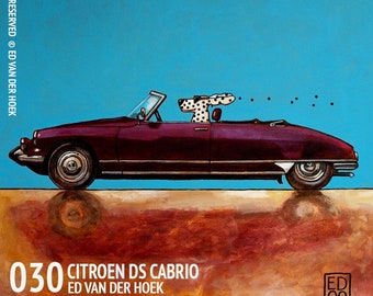 030 Citroen DS - folded art card 15x15cm/6x6inch with envelope