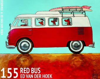 155 Red Bus – print 14x14cm/5.5x5.5”