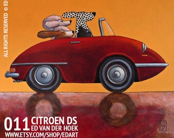 011 Citroen DS - folded art card 15x15cm/6x6inch with envelope