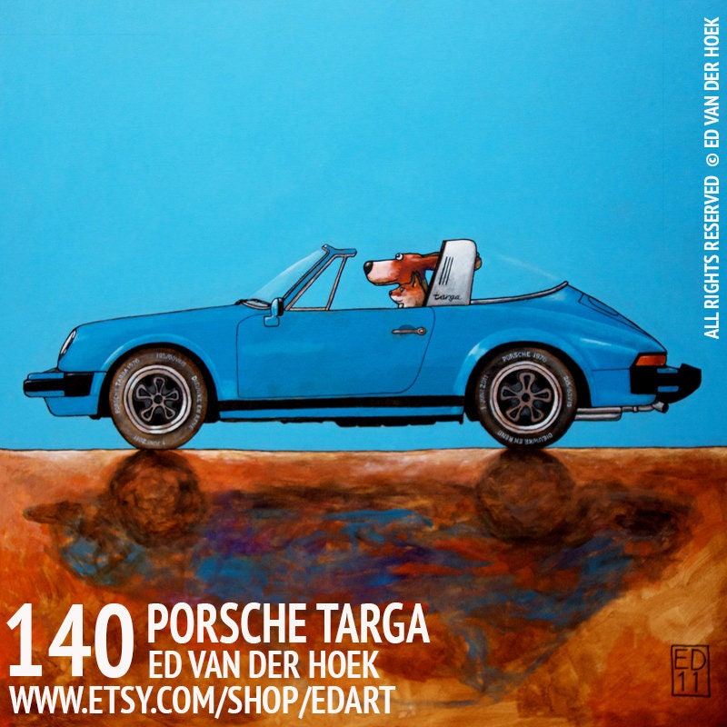 140 Porsche Targa Folded Art Card 15x15cm 6x6inch With Etsy Ireland