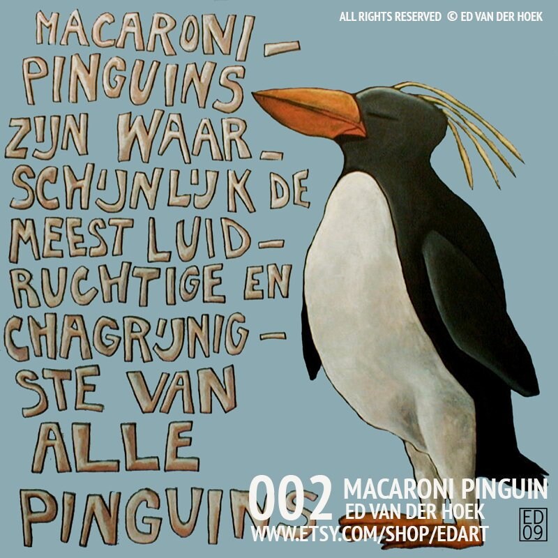 002 Macaroni Pinguin Print xcm 8 5x8 5 Etsy