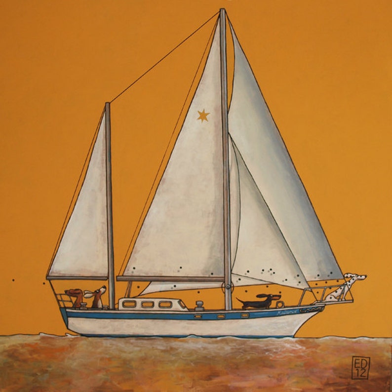 174 Sailing print 27x27cm/10.5x10.5signed and numbered : issue is 50 pcs image 1