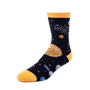 Socks In Space | Fun Happy Gift Socks For Women - Quirky Novelty Present for Mum - One Size Cotton Crew Socks