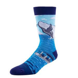 A Whale Of A Sock | Fun Happy Gift Socks For Men - Quirky Novelty Present for Dad - One Size Cotton Crew Socks