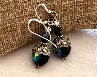 Enchanting Fire Polished Black and Sterling Silver Earrings