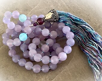 Bohemian Jade Gemstone Tassel Necklace: Silk, Agate & Moonstone