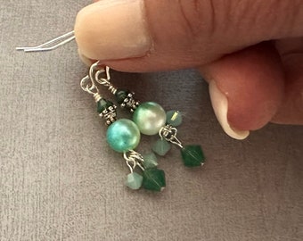 Ombre Green Faux Pearl Earrings