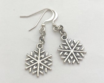 Silver Snowflake Earrings. Winter and Holiday Jewelry